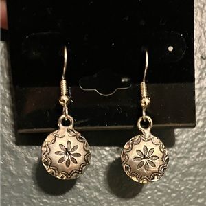 Silver concho drop earrings